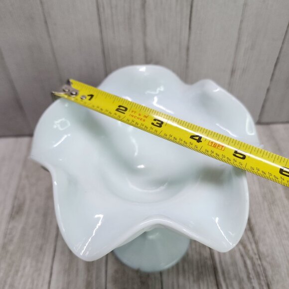 Vtg Light Blue Tone Milk Glass Compote Candy Dish Hobnail Ruffled Pedestal 6'' - Picture 8 of 8